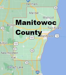 Manitowoc County on the map of Wisconsin 2024. Cities, roads, borders ...