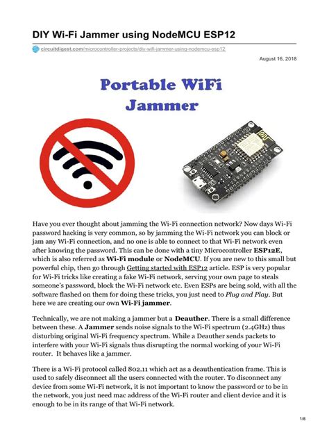 Diy Wi Fi Jammer Using Nodemcu Esp12 Pdf Pdf Wi Fi Arduino