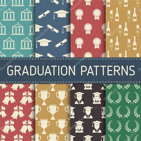 Seamless Graduation Celebration Patterns Stock Vector Image By ©krugli86 118113468