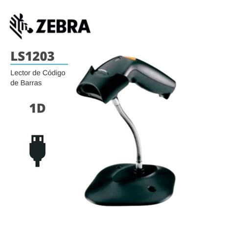 LECTOR CODIGO DE BARRAS ZEBRA LS1203 1D LASER CON BASE Syscodata