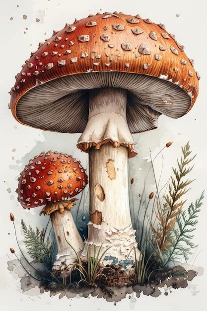 Premium Photo Vintage Botanical Illustrations Of An Amanita Muscaria