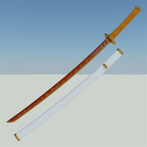 Demon Slayer Kyojuro Rengoku Sword Katana Kimetsu No Yaiba D Model D