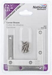 National Hardware® 3" x 1/2" Stainless Steel Flat Corner Braces - 2 ...