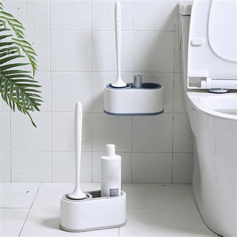 HomeCloud Silicone Toilet Brush Holder Set With Durable TPR Cleaning