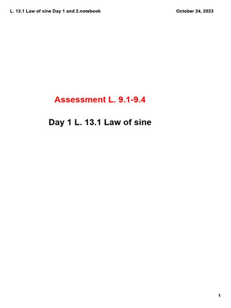 Notes L 131 Law Of Sine Day 1 And 2 Pdf Motion Physics Euclidean Plane Geometry