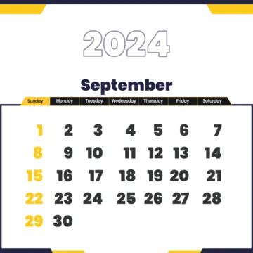 Calendario Mensual De Septiembre De En Estilo Vectorial Png