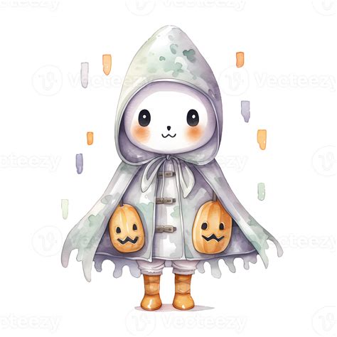 Cute Halloween Watercolor Clipart Ai Generative Png