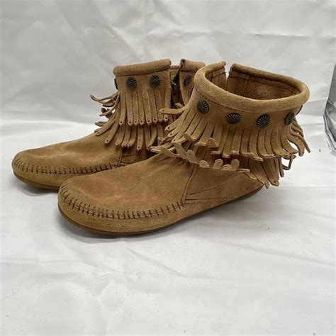 Minnetonka Moccasin Double Fringe Side Boot Size Depop