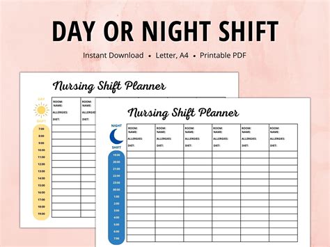 Nurse Hourly To Do And Nursing Shift Planner Nursing Template And