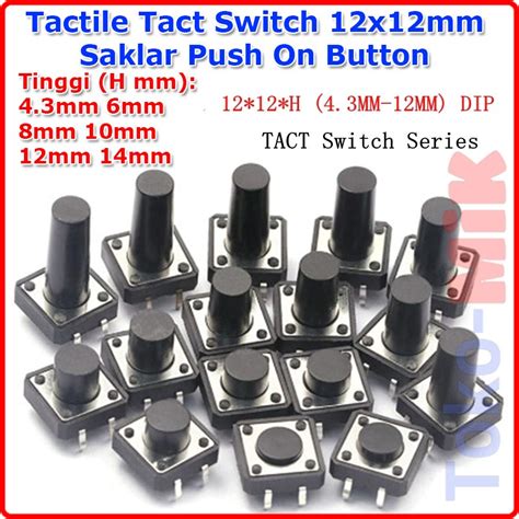 Jual Tactile Tact Switch Saklar Push On Button 12 12mm 12x12mm 12x12 12