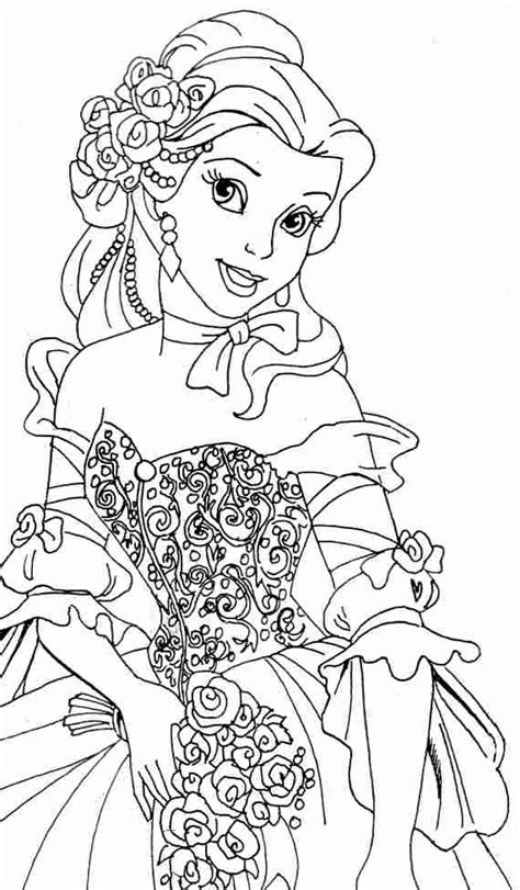 Princess Belle Coloring Page Coloring Nation