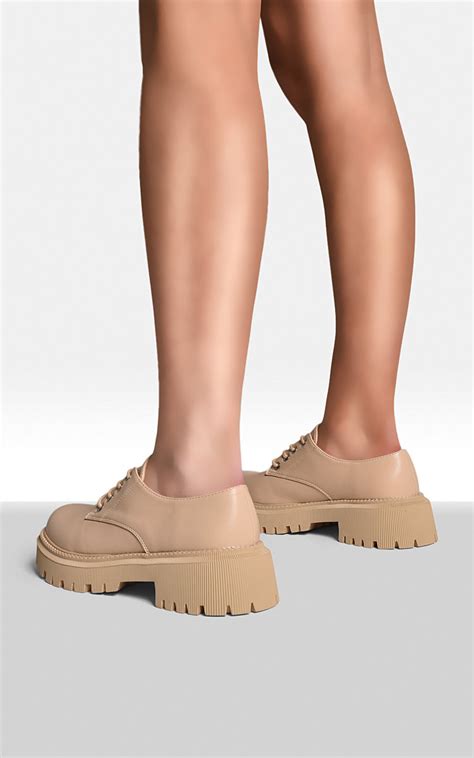 Nude Nayla Chunky Faux Leather Derby Shoes Ikrush