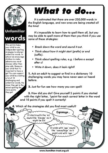 Unfamiliar Words English Homework Uks2 Teaching Resources