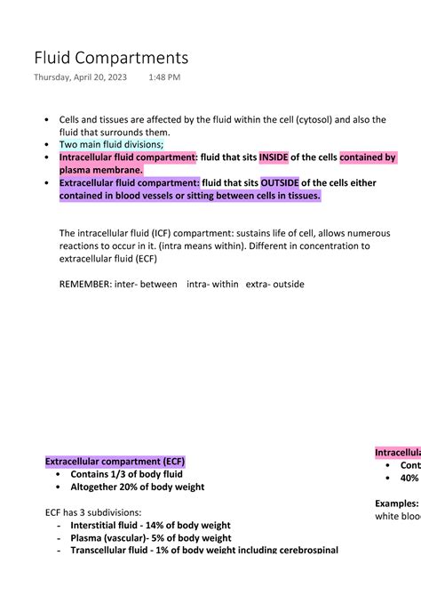 Fluid Compartments Cells And Tissues Are Affected By The Fluid Within