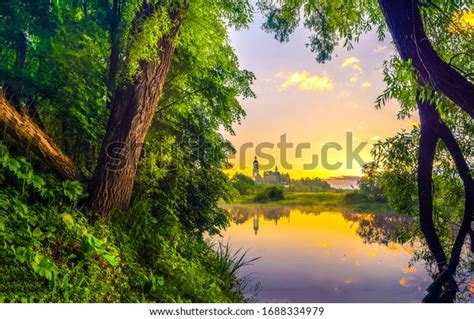 Beautiful Sunrise On Calm Lake Forest Stock Photo 1688334979 Shutterstock