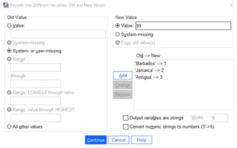 Recode Into Different Variable Durham Spss