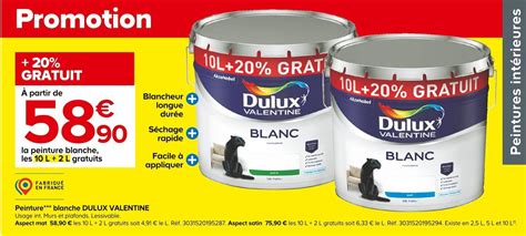 Promo Peinture Blanche Dulux Valentine Chez Castorama