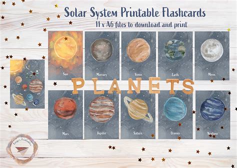 Tarjetas Del Sistema Solar Tarjetas Espaciales Planetas Etsy