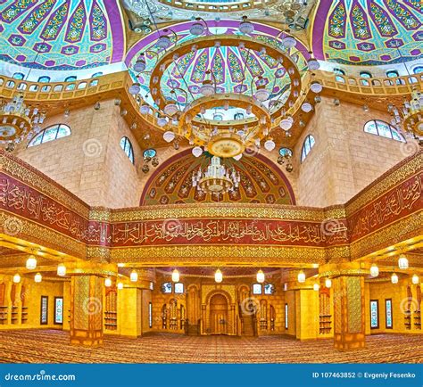 Panorama Of Preayer Hall Of Al Sahaba Mosque In Sharm El Sheikh Egypt