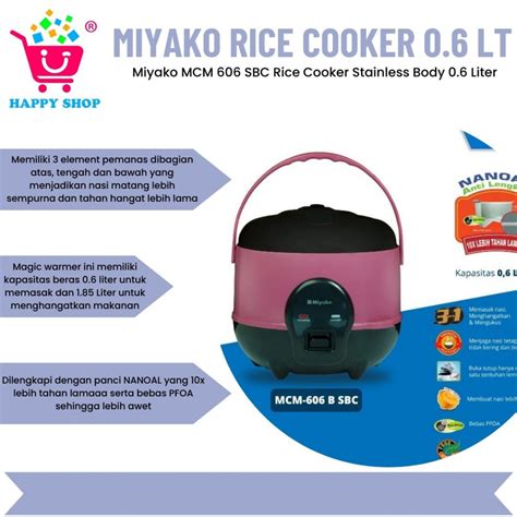 Jual Miyako Mcm B Sbc Rice Cooker Stainless Body Liter Shopee