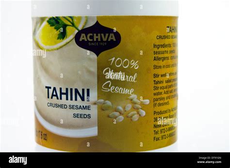 Jar Of Tahini Crushed Sesame Seed Paste Stock Photo Alamy