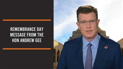 Remembrance Day Message From The Hon Andrew Gee Youtube