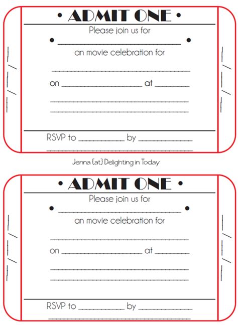 Movie Ticket Birthday Invitations Ideas – Bagvania FREE Printable Invitation Template