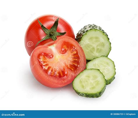 Sliced Tomato And Cucumber Stock Image Image Of Piece 30086723