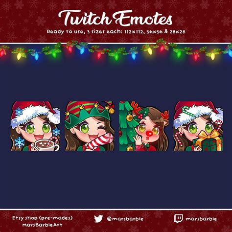 Christmas Twitch Emotes Cute Chibi Emoji Emotes For Etsy