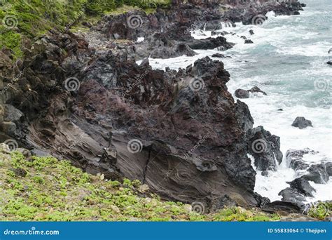 Volcanic Rocks at a Coast of Jeju Island. Stock Photo - Image of jeju ...