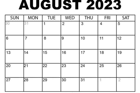 August September 2023 Calendar Printable IMAGESEE