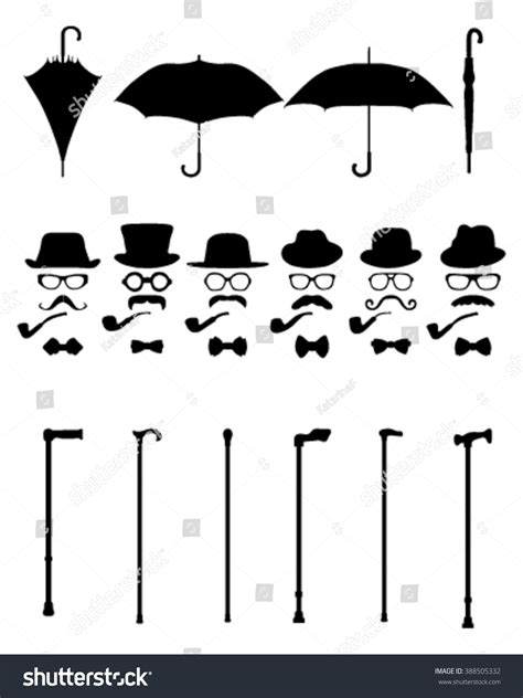 Silhouettes Open Closed Umbrellas Vector Stock Vector Royalty Free