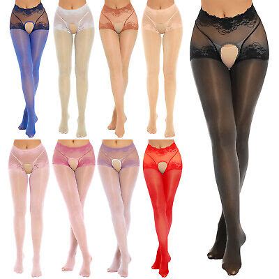 Collants Brillants Femme Transparente Collant Bas Ouvert Pantyhose