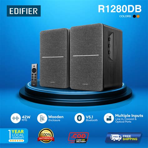 Edifier R1280DB Powered Bluetooth Bookshelf Speakers Optical Input