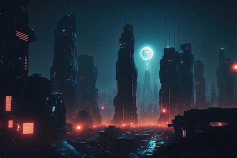 Premium Photo | Dystopian cyberpunk cityscape wallpaper Raster image of ...