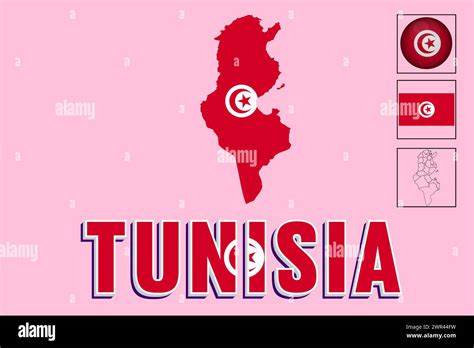 Tunisia Flag And Map In Vector Illustration Stock Vector Image And Art