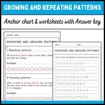 Growing And Repeating Patterns Anchor Chart Worksheets With Answer Key