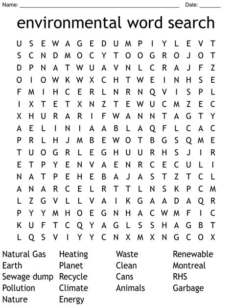 Environmental Word Search Printable