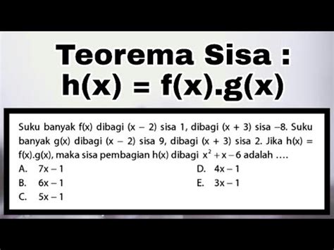 Polinomial Teorema Sisa H X F X G X YouTube