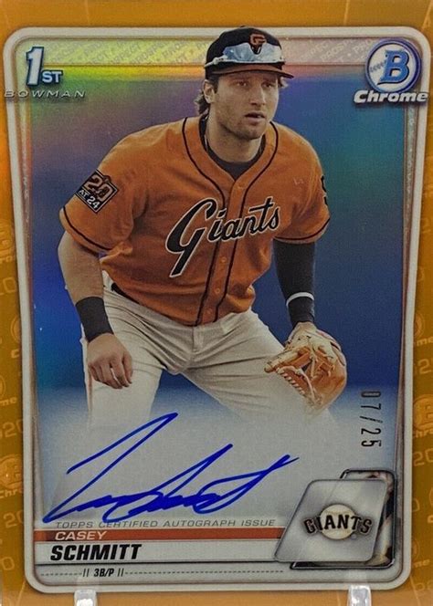 Casey Schmitt Bowman Draft Cda Cs Chrome Dp Auto Orange