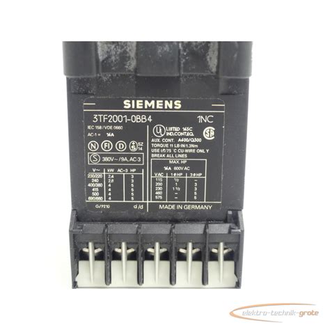 Siemens Tf Bb Sch Tz Dc V Ohne Kunststoffabdeckung