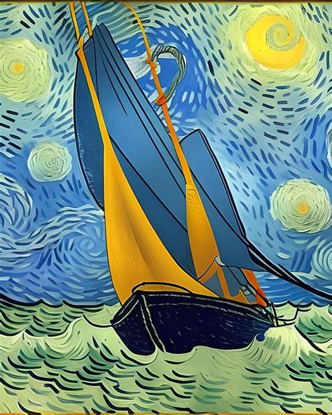 Boat In A Storm Van Gogh Style Digital Art By Ervina Anandhita Fine Art America