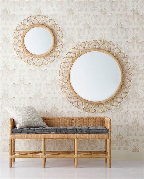 Round Rattan Wall Mirrors And A Rattan Bench From The Serena Lily