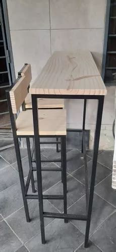 Mesa Barra Desayunador Estilo Industrial Hierro Madera Bar En Venta En