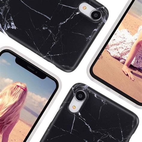 Marmer Cover Geschikt Voor Apple Iphone Xr Hoesje Zwart Bol