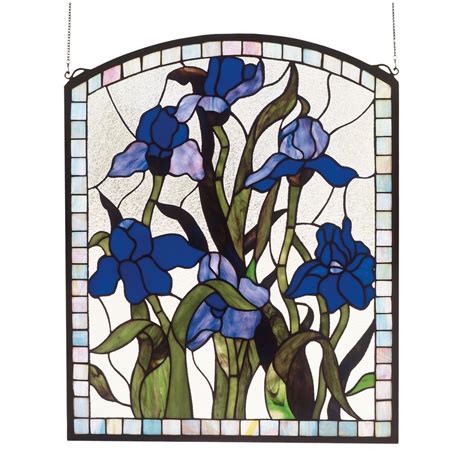 36074 Meyda Tiffany 20 W X 24 H Iris Stained Glass Window