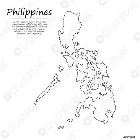 Simple outline map of Philippines, in sketch line style - stock vector 4359481 | Crushpixel