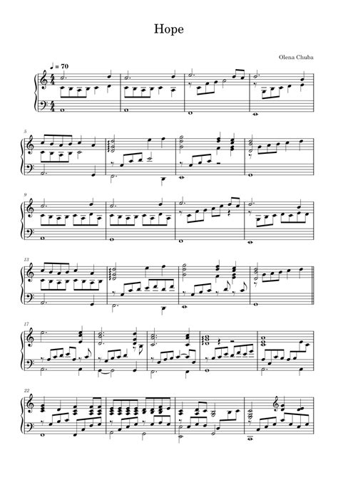 Hope Sheet Music For Piano Solo