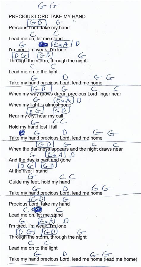 Precious Lord Take My Hand (HYMN) Guitar Chord Chart in G | Guitar ...