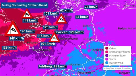 Unwetter Fahrplan und Sturm über Deutschland Orkan ZEYNEP wird am